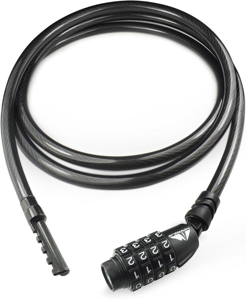 MARQUE Straight Combination Bike Lock Cable - 3/8 inch (5FT, 10FT, 15FT, 25FT) Resettable Combination Lock, Anti-Theft Security Cable for Bicycles, Kayaks, Paddle Boards and Outdoor Gear (05 FT) - Image 1